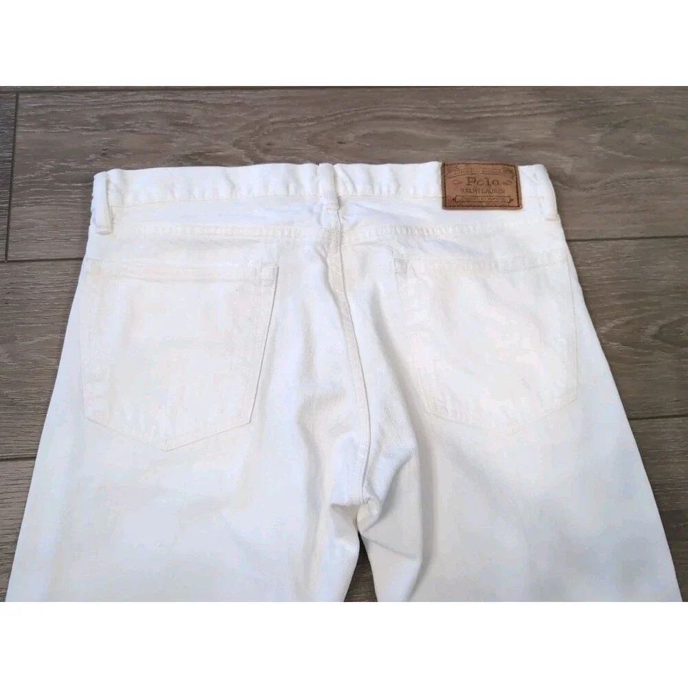 POLO RALPH LAUREN HAMPTON STRAIGHT MEN'S DENIM JEANS HUDSON WHITE 33X32  EUC